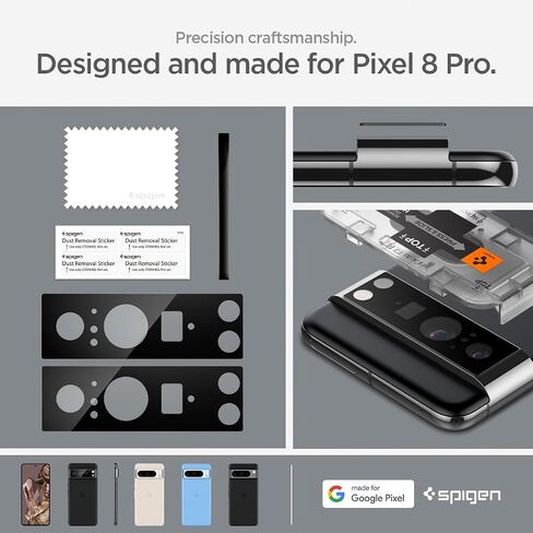 Spigen Camera Lens Screen Protector [GlasTR EZ Fit Optik] Designed for Pixel 8 Pro [Case Friendly] - Black [2 Pack] in Saudi Arabia