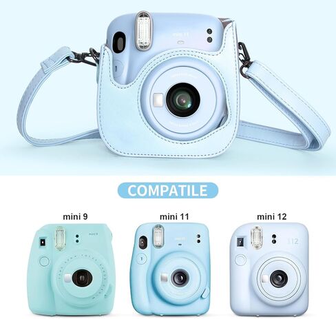 Instant mini 12 Camera Case Compatible with Instax Mini 12 11, Protective Case PU Leather Bag with Pocket and Adjustable Shoulder Strap (Mint Green) in Saudi Arabia