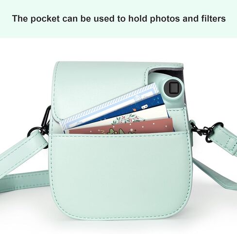 Instant mini 12 Camera Case Compatible with Instax Mini 12 11, Protective Case PU Leather Bag with Pocket and Adjustable Shoulder Strap (Mint Green) in Saudi Arabia