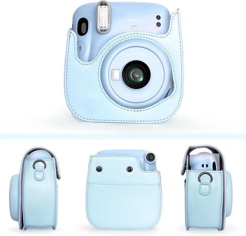 Instant mini 12 Camera Case Compatible with Instax Mini 12 11, Protective Case PU Leather Bag with Pocket and Adjustable Shoulder Strap (Mint Green) in Saudi Arabia