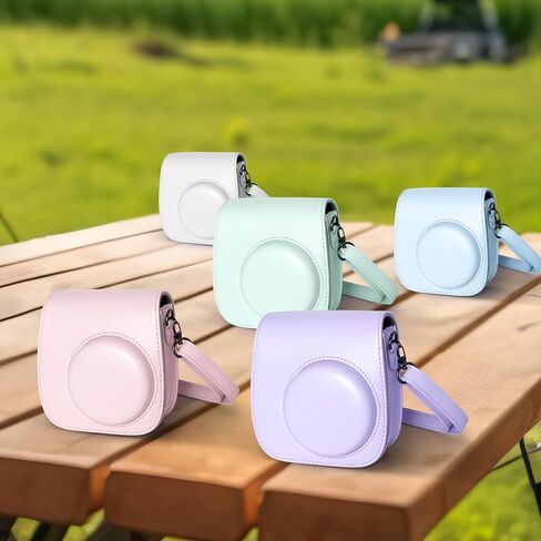 Instant mini 12 Camera Case Compatible with Instax Mini 12 11, Protective Case PU Leather Bag with Pocket and Adjustable Shoulder Strap (Mint Green) in Saudi Arabia