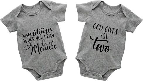 Baby Twins Bodysuits Sometimes When You Pray For A Miracle Unisex Baby Clothes Toddler Outfits Twin Romper in Kuwait