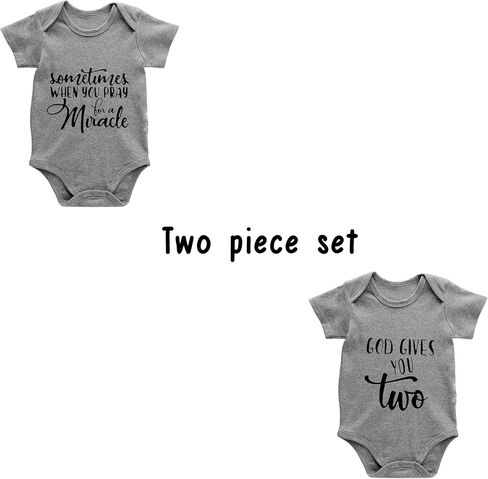 Baby Twins Bodysuits Sometimes When You Pray For A Miracle Unisex Baby Clothes Toddler Outfits Twin Romper in Kuwait