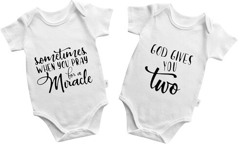 Baby Twins Bodysuits Sometimes When You Pray For A Miracle Unisex Baby Clothes Toddler Outfits Twin Romper in Kuwait