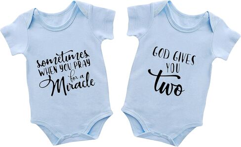 Baby Twins Bodysuits Sometimes When You Pray For A Miracle Unisex Baby Clothes Toddler Outfits Twin Romper in Kuwait
