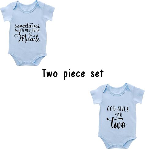 Baby Twins Bodysuits Sometimes When You Pray For A Miracle Unisex Baby Clothes Toddler Outfits Twin Romper in Kuwait
