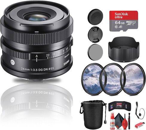 حزمة Sigma 56mm f/1.4 DC DN المعاصرة Micro Four Thirds (351963): بطاقة ذاكرة سعة 64 جيجابايت، وقارئ بطاقات، وغطاء العدسة، وأغطية العدسات، ومجموعة المرشحات، ومجموعة التنظيف الكاملة، وحافظة غطاء العدسة، والمزيد in Saudi Arabia
