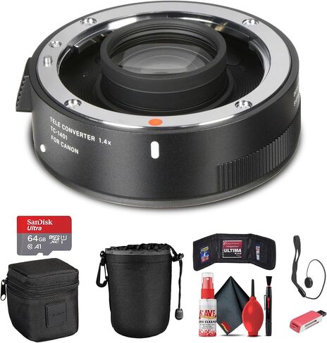 محول تقريب Sigma TC-1401 1.4X لـ Canon EF (879101) الحزمة: بطاقة ذاكرة 64 جيجابايت، قارئ بطاقات، محفظة بطاقات، حقيبة عدسة، حقيبة حمل ناعمة، مجموعة تنظيف كاملة، حافظة غطاء العدسة in Saudi Arabia