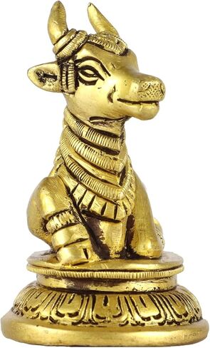 ASHIRWAD Nandi Brass Idol Statue Sculpture Murti God of Yoga Shiva Vahan Bull (Nandi-04) in Kuwait