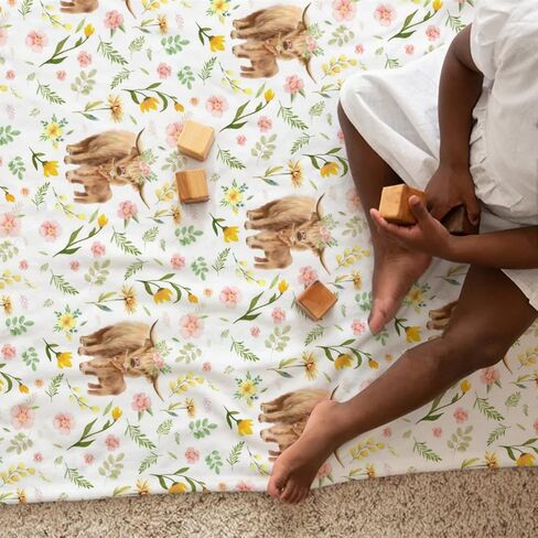 Highland Cow Boho Floral Baby Blanket Girls Boy Gift Farm Cow Yak Retro Flowers Flannel Swaddle Blanket Soft Receiving Cover Kids Nursery Bed Throw Stroller Crib Shower Gifts 30x40 in Saudi Arabia