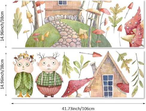 Watercolor Large Mushroom House Wall Decals Peel and Stick, Transparent PVC Rabbits Wall Stickers for Girls Bedroom Playroom Kids Room, Flower Wall Decal Decor in Saudi Arabia