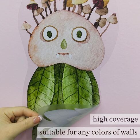 Watercolor Large Mushroom House Wall Decals Peel and Stick, Transparent PVC Rabbits Wall Stickers for Girls Bedroom Playroom Kids Room, Flower Wall Decal Decor in Saudi Arabia