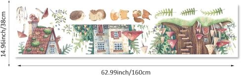 Watercolor Large Mushroom House Wall Decals Peel and Stick, Transparent PVC Rabbits Wall Stickers for Girls Bedroom Playroom Kids Room, Flower Wall Decal Decor in Kuwait