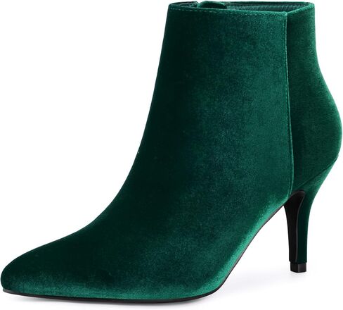 Allegra K Women's Velvet Pointy Toe Zipper Stiletto Heels Ankle Boots in Saudi Arabia