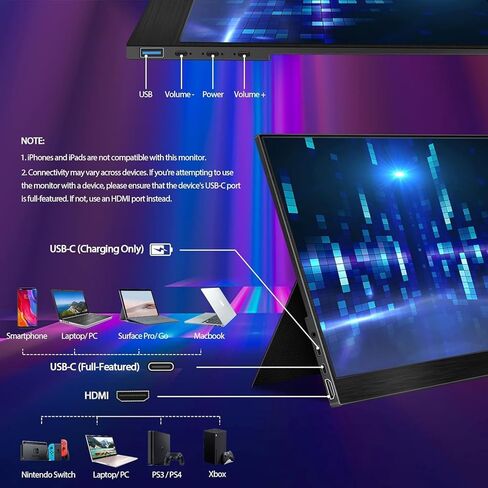 شاشة ألعاب محمولة NexiGo 144 هرتز 17.3 بوصة، شاشة كمبيوتر FHD IPS، شاشة العناية بالعين بمكبرات صوت مزدوجة مع HDMI/النوع C لأجهزة الكمبيوتر المحمول/MAC/Surface/PS4/Xbox/Switch، متضمنة غطاء ذكي أسود (متجدد) in Kuwait