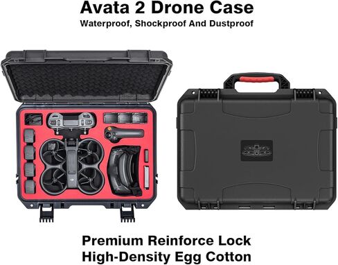 حافظة صلبة Avata 2، حقيبة حمل مقاومة للماء IP67 متوافقة مع DJI Avata 2 Fly More Combo، حافظة طائرة بدون طيار مقاومة للسقوط مع حزام كتف Avata 2 Accessories in Kuwait