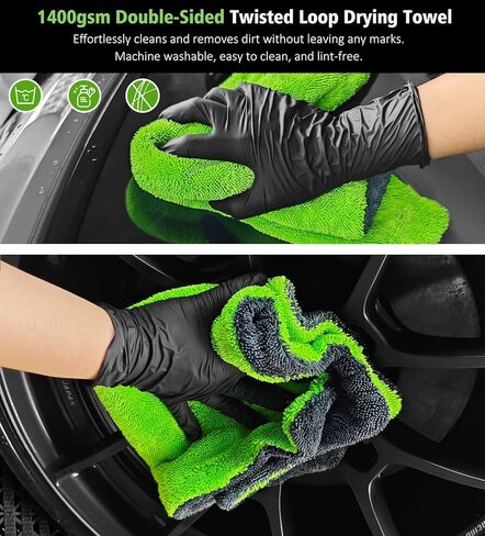 مجموعة من 3 مناشف لتجفيف السيارة، مناشف كبيرة من الألياف الدقيقة للسيارات، مناشف تجفيف عالية الامتصاص بدون حواف لغسيل السيارات ومناشف وافل رقيقة خالية من الوبر سريعة الجفاف لشاحنة السيارات الرياضية متعددة الاستخدامات، باللون الأخضر in Kuwait