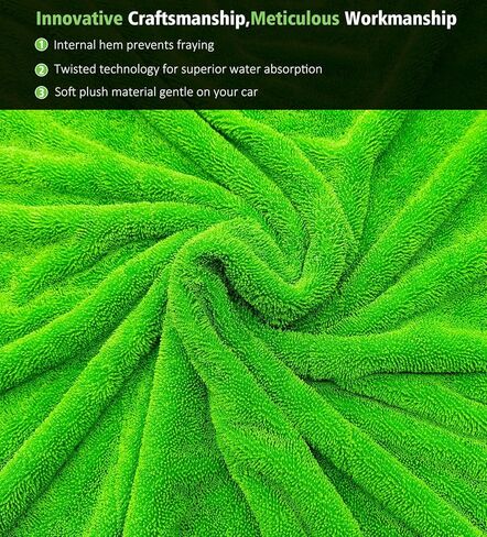 مجموعة من 3 مناشف لتجفيف السيارة، مناشف كبيرة من الألياف الدقيقة للسيارات، مناشف تجفيف عالية الامتصاص بدون حواف لغسيل السيارات ومناشف وافل رقيقة خالية من الوبر سريعة الجفاف لشاحنة السيارات الرياضية متعددة الاستخدامات، باللون الأخضر in Kuwait