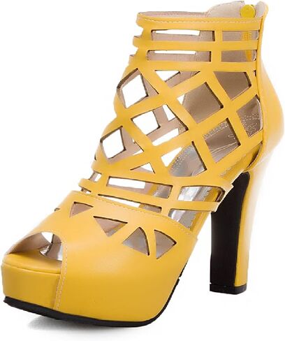 JIEEME Women's Sandals Sexy Zip Block Heel Peep Toe High Heel Platform Evening Party Ladies Pumps in Saudi Arabia