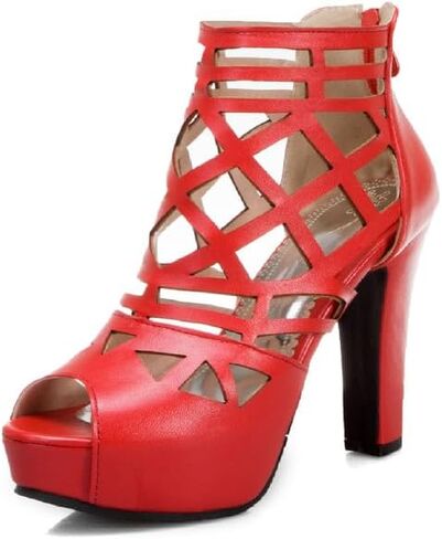 JIEEME Women's Sandals Sexy Zip Block Heel Peep Toe High Heel Platform Evening Party Ladies Pumps in Saudi Arabia