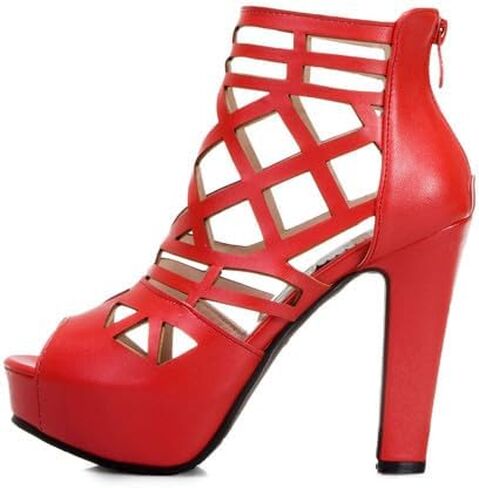JIEEME Women's Sandals Sexy Zip Block Heel Peep Toe High Heel Platform Evening Party Ladies Pumps in Saudi Arabia