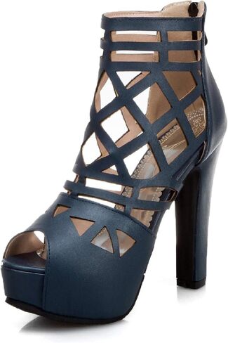 JIEEME Women's Sandals Sexy Zip Block Heel Peep Toe High Heel Platform Evening Party Ladies Pumps in Saudi Arabia