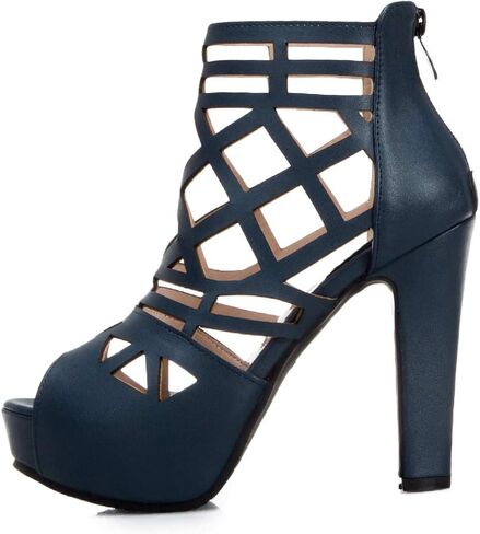JIEEME Women's Sandals Sexy Zip Block Heel Peep Toe High Heel Platform Evening Party Ladies Pumps in Saudi Arabia