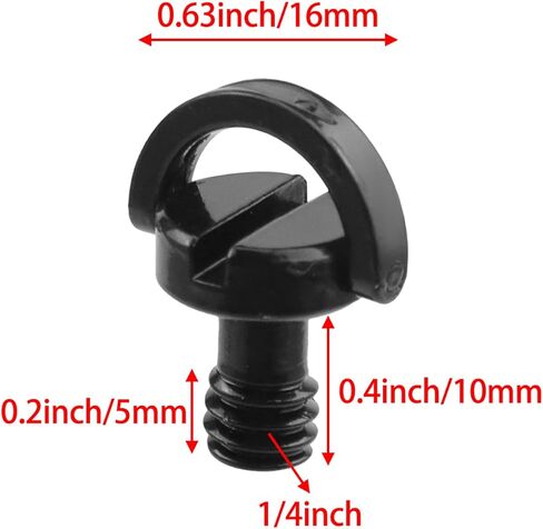 Savagow 5Pcs D Ring Tripod Screw 1/4 Inch Stainless Steel D Shaft Black Screw Camera Mounting Screw Adapter Quick Release Flat Head Screw in Kuwait
