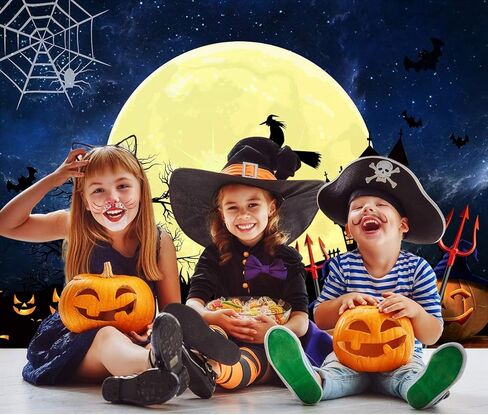 SJOLOON Halloween Backdrop Large Moon Horrible Pumpkin Photography Background Scary Party Decoration Banner Studio Props Photo Booth 11750(7x5FT) in Kuwait