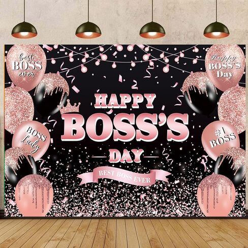Happy Boss's Day Backdrop Banner 8x6FT International Boss Day Background Boss Lady Female Best Boss Ever Party Decorations Banner for Women Boss's Day Indoor Outdoor Office Photo Banner (96x72 inch) in Saudi Arabia