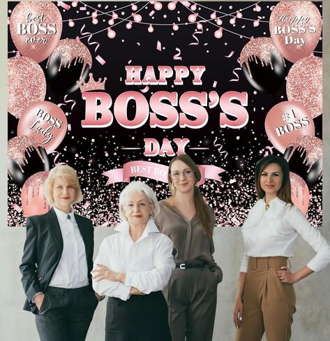 Happy Boss's Day Backdrop Banner 8x6FT International Boss Day Background Boss Lady Female Best Boss Ever Party Decorations Banner for Women Boss's Day Indoor Outdoor Office Photo Banner (96x72 inch) in Saudi Arabia