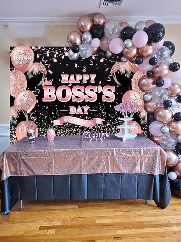 لافتة خلفية Happy Boss's Day مقاس 8×6أقدام خلفية يوم الزعيم الدولي Boss Lady Female Best Boss Ever Party لافتة زينة للنساء في يوم الرئيس الداخلي والخارجي (96x72 بوصة) in Kuwait