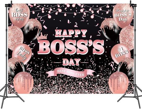 Happy Boss's Day Backdrop Banner 8x6FT International Boss Day Background Boss Lady Female Best Boss Ever Party Decorations Banner for Women Boss's Day Indoor Outdoor Office Photo Banner (96x72 inch) in Saudi Arabia