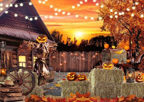 CYLYH 8x6ft Halloween Photography Backdrop Hallowmas Eve Gloomy Devil Pumpkin Scarecrow Background Horrible Scary Nightmare Party Banner in Kuwait