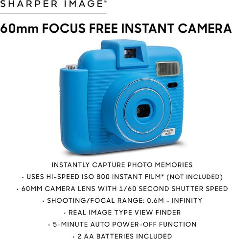 كاميرا SHARPER IMAGE الفورية مزودة بفلاش و5 أوضاع إضاءة، متوافقة مع فيلم Mini Film الفوري، باللون الأزرق in Kuwait