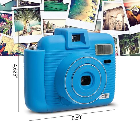 كاميرا SHARPER IMAGE الفورية مزودة بفلاش و5 أوضاع إضاءة، متوافقة مع فيلم Mini Film الفوري، باللون الأزرق in Kuwait