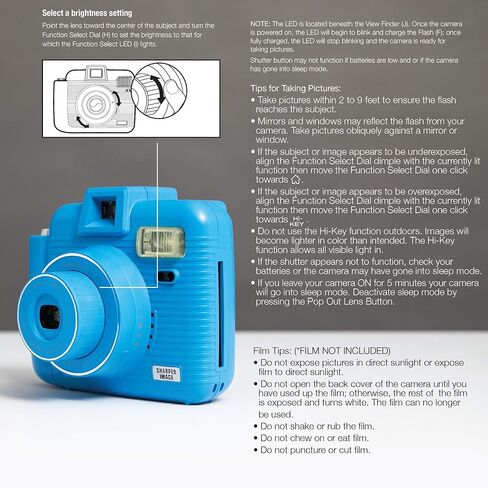 كاميرا SHARPER IMAGE الفورية مزودة بفلاش و5 أوضاع إضاءة، متوافقة مع فيلم Mini Film الفوري، باللون الأزرق in Kuwait