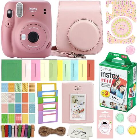 كاميرا Fujifilm Instax Mini 11 الفورية مع حافظة، و20 فيلم Fujifilm والمزيد من الملحقات. قطعة قماش من الألياف الدقيقة للصور عالية الجودة (وردي ترابي)… in Saudi Arabia