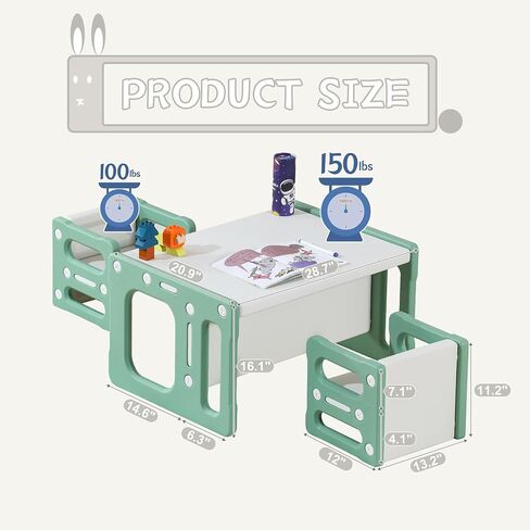 Table and Chair Set, Height-Adjustable Toddler Table and Chair Set, Montessori Table Chair for Ages 3-8, Toddler Chairs for Table, Childrens Table for Classroom, Green in Saudi Arabia