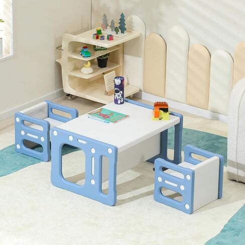 Table and Chair Set, Height-Adjustable Toddler Table and Chair Set, Montessori Table Chair for Ages 3-8, Toddler Chairs for Table, Childrens Table for Classroom, Green in Saudi Arabia