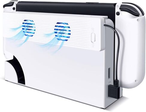 TNP Cooling Fan for Nintendo Switch and Switch OLED - External Dock Station Cooling Fan for Nintendo Switch OLED - High Speed Silent Fan Effective Heat Dissipation - USB Port Input, White in Saudi Arabia