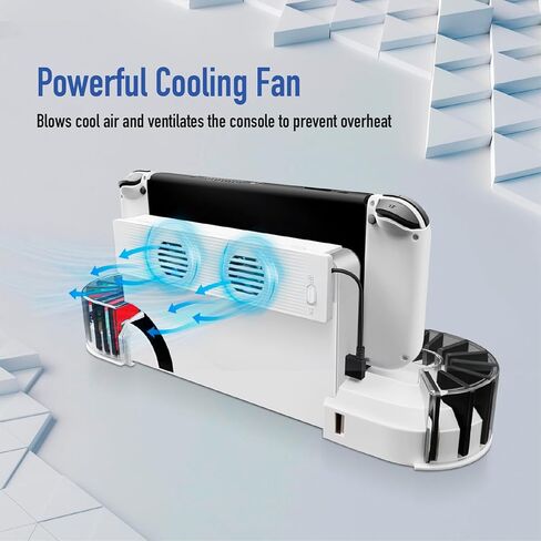 TNP Cooling Fan for Nintendo Switch and Switch OLED - External Dock Station Cooling Fan for Nintendo Switch OLED - High Speed Silent Fan Effective Heat Dissipation - USB Port Input, White in Saudi Arabia