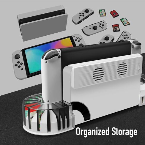 TNP Cooling Fan for Nintendo Switch and Switch OLED - External Dock Station Cooling Fan for Nintendo Switch OLED - High Speed Silent Fan Effective Heat Dissipation - USB Port Input, White in Saudi Arabia