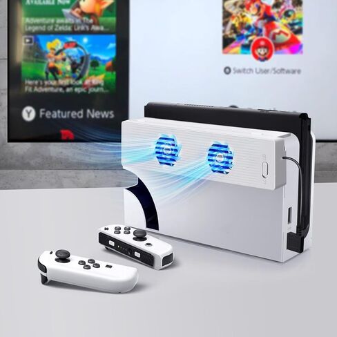 TNP Cooling Fan for Nintendo Switch and Switch OLED - External Dock Station Cooling Fan for Nintendo Switch OLED - High Speed Silent Fan Effective Heat Dissipation - USB Port Input, White in Saudi Arabia