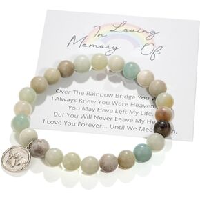 Rainbow Bridge Pet Bracelets Pet Memorial Gifts Loss of Pet Sympathy Gift Dog&Cat Pet Memorial Gifts Wing Palm Bracelet for Loss of Pet Gift