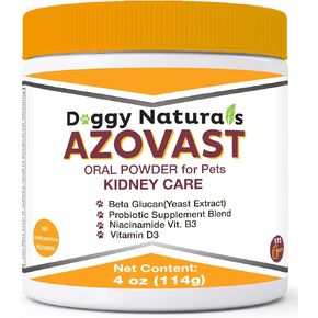 مسحوق Azovast لاستعادة الكلى ومكمل للعناية بالكلى للكلاب والقطط، (4 أونصة) - (175 جرعة/جرة) لا يتطلب تبريدًا - يساعد في دعم وظائف الكلى وإدارة السموم الكلوية (صنع في الولايات المتحدة الأمريكية) (4 أونصة)