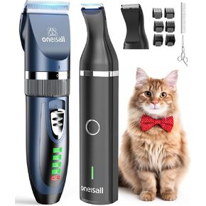 oneisall Cat Clippers for Matted Hair,2 in 1 Cat Grooming Kit,Quiet Cordless Cat Clippers and Paw Trimmer for Grooming,Cat Hair Trimmer Shaver for Cats Dogs Animals