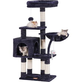 Heybly Cat Tree with Toy, Cat Tower condo for Indoor Cats, Cat House with Padded Plush Perch, Cozy Hammock and Sisal Scratching Posts, Smoky Gray HCT004SG in Kuwait