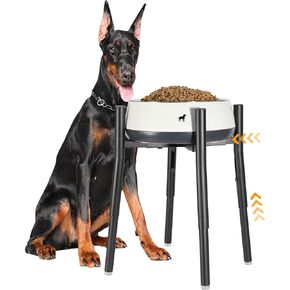 Raised Dog Bowl Stand for Large Dogs Adjustable 12-16" Tall, Single Elevated Dog Food Bowl Stand for 8-12" Wide Bowls, Dog Bowl Holder for Large Breeds - Metal Stand Only