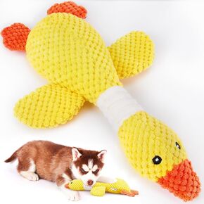 Vitscan Upgraded Goose Indestructible Dog Toys for Aggressive Chewers Small Medium Large Breed, Crinkle Squeaky Plush Dog Puppy Chew Toys for Teething, Duck Puppy Toys